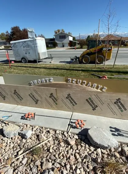 Forms set for a Syracuse sign wall during the Syracuse City Ramps project